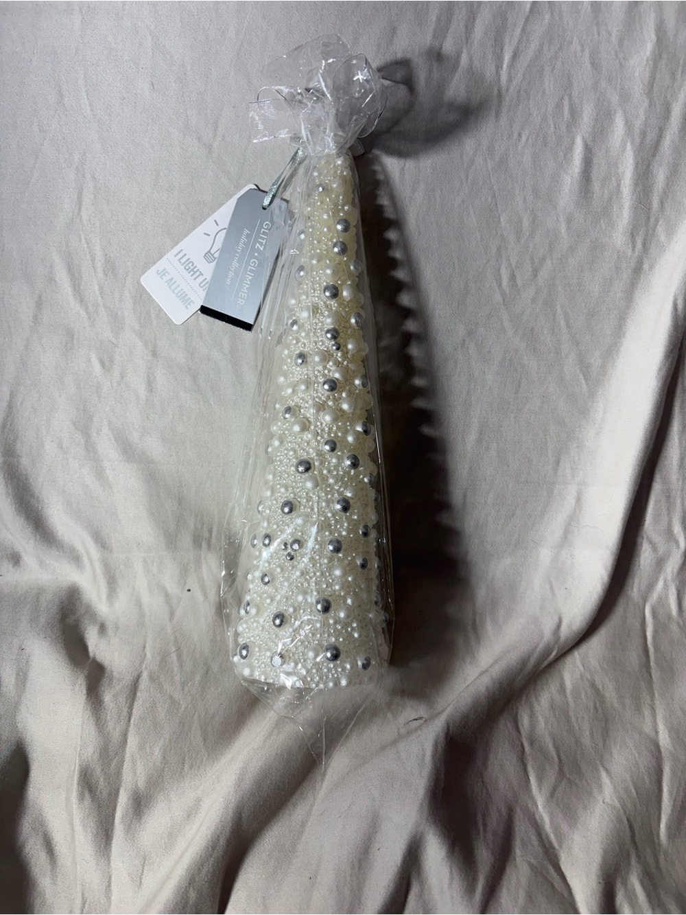 Pearl & Bead Cream Cone Table Decor by Glitz & Glamour